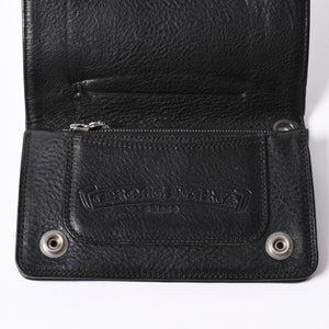 Very good condition CHROME HEARTS 1ZIP BS FLEUR BUTTON WALLET 1 zip BS flare button bifold wallet leather wallet used 4a001764