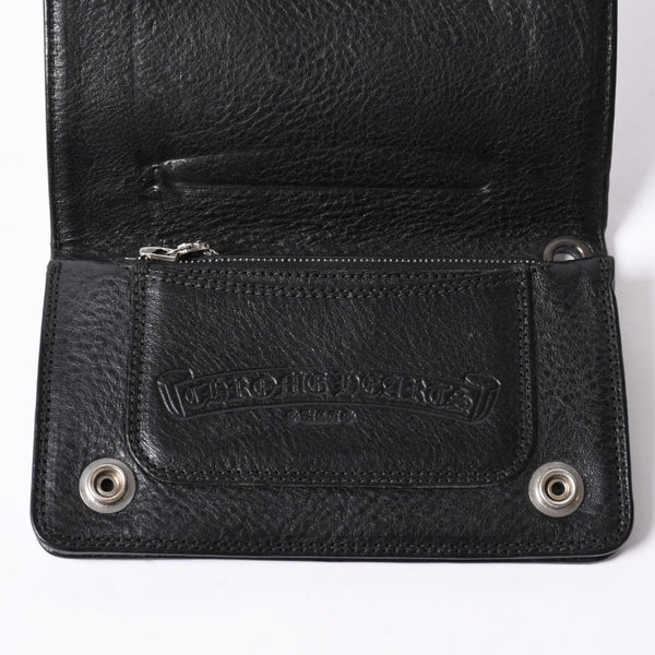 Very good condition CHROME HEARTS 1ZIP BS FLEUR BUTTON WALLET 1 zip BS flare button bifold wallet leather wallet used 4a001764