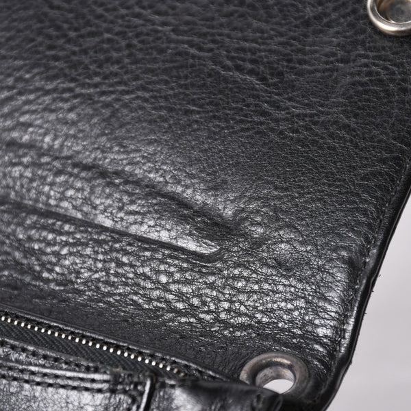 Very good condition CHROME HEARTS 1ZIP BS FLEUR BUTTON WALLET 1 zip BS flare button bifold wallet leather wallet used 4a001764