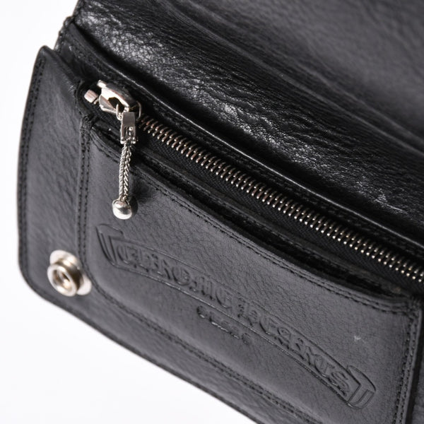 Very good condition CHROME HEARTS 1ZIP BS FLEUR BUTTON WALLET 1 zip BS flare button bifold wallet leather wallet used 4a001764