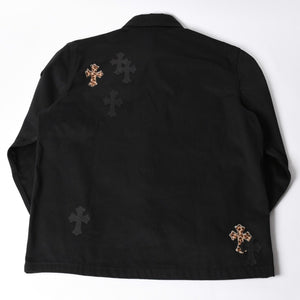 Very Good Condition CHROME HEARTS Y NOT WORK DOG Shirt Jacket Size XL Cross Patch 20 Patches Leopard Haraco Used 4a001359