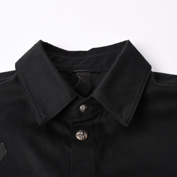 Very Good Condition CHROME HEARTS Y NOT WORK DOG Shirt Jacket Size XL Cross Patch 20 Patches Leopard Haraco Used 4a001359
