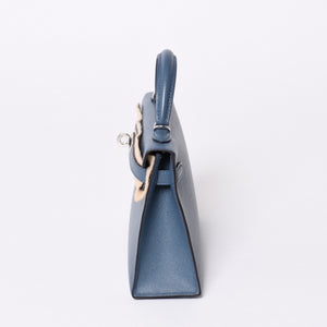 New and unused Hermes G engraved Mini Kelly 2 Blue Tanpet Madame Outer Sewing 2WAY Shoulder Bag Used 4a001396
