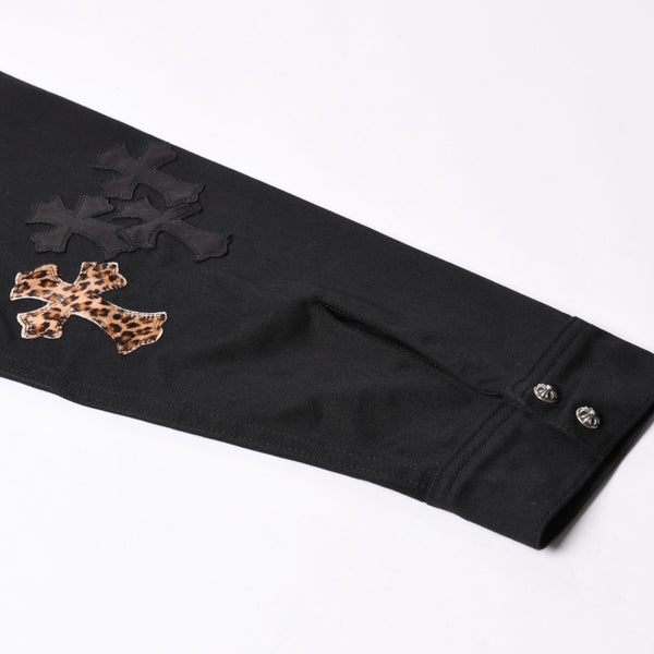 Very Good Condition CHROME HEARTS Y NOT WORK DOG Shirt Jacket Size XL Cross Patch 20 Patches Leopard Haraco Used 4a001359