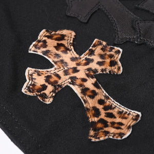 Very Good Condition CHROME HEARTS Y NOT WORK DOG Shirt Jacket Size XL Cross Patch 20 Patches Leopard Haraco Used 4a001359