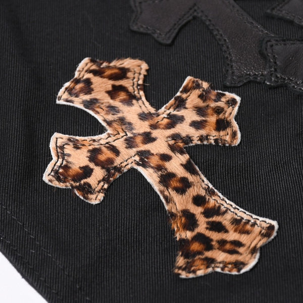 Very Good Condition CHROME HEARTS Y NOT WORK DOG Shirt Jacket Size XL Cross Patch 20 Patches Leopard Haraco Used 4a001359