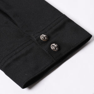 Very Good Condition CHROME HEARTS Y NOT WORK DOG Shirt Jacket Size XL Cross Patch 20 Patches Leopard Haraco Used 4a001359