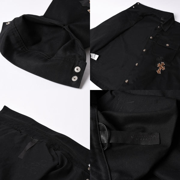 Very Good Condition CHROME HEARTS Y NOT WORK DOG Shirt Jacket Size XL Cross Patch 20 Patches Leopard Haraco Used 4a001359