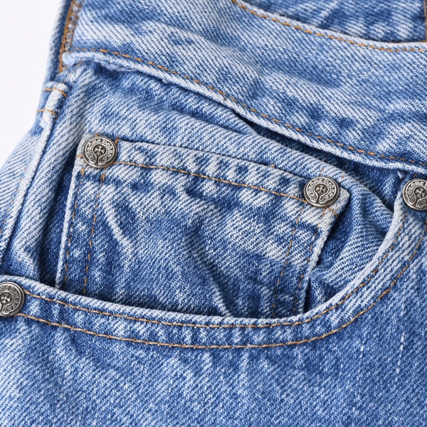 新品未使用 CHROME HEARTS クロムハーツ × LEVI'S リーバイス デニムパンツ ジーンズ サイズ27 クロスボールボタン インディゴブルー中古 4a001412