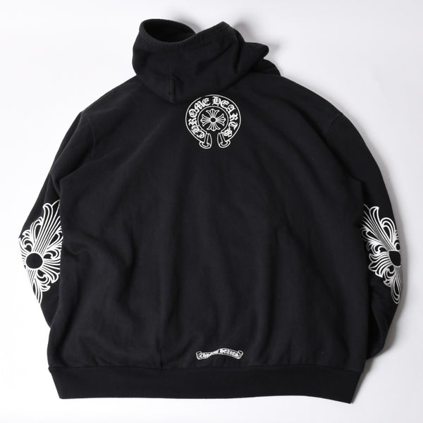 CHROME HEARTS Chrome Hearts Back Arch Logo Zip Up Hoodie T-Bar USA Up Hoodie Back Arch Floral Cross Horseshoe Black Good Condition Used 4a002034