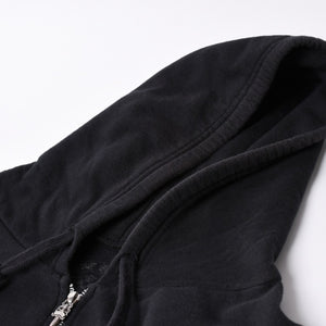CHROME HEARTS Chrome Hearts Back Arch Logo Zip Up Hoodie T-Bar USA Up Hoodie Back Arch Floral Cross Horseshoe Black Good Condition Used 4a002034
