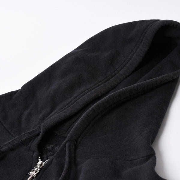 CHROME HEARTS Chrome Hearts Back Arch Logo Zip Up Hoodie T-Bar USA Up Hoodie Back Arch Floral Cross Horseshoe Black Good Condition Used 4a002034