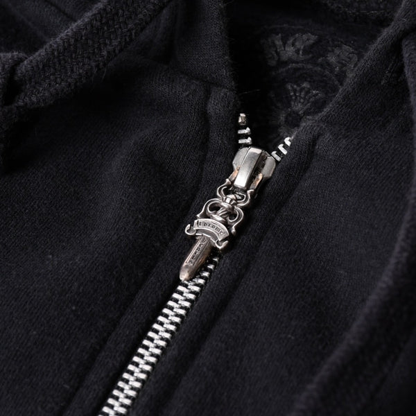 CHROME HEARTS Chrome Hearts Back Arch Logo Zip Up Hoodie T-Bar USA Up Hoodie Back Arch Floral Cross Horseshoe Black Good Condition Used 4a002034