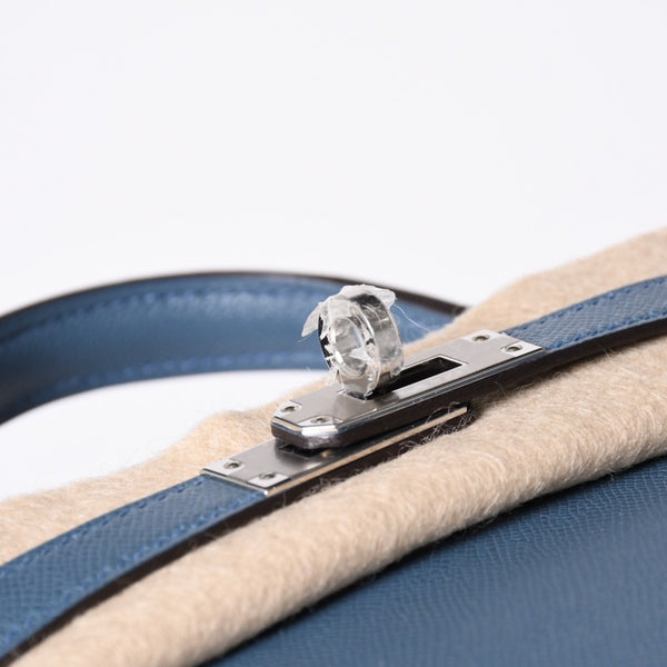New and unused Hermes G engraved Mini Kelly 2 Blue Tanpet Madame Outer Sewing 2WAY Shoulder Bag Used 4a001396