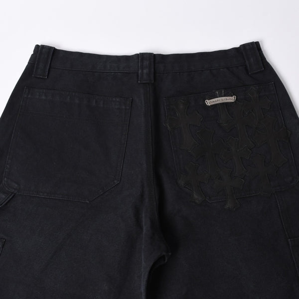 New and unused CHROME HEARTS CARPENTER DOUBLE KNEE Carpenter shorts size 34 with patch cross ball silver 925 used 4a001406