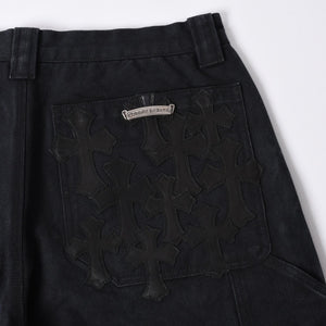 New and unused CHROME HEARTS CARPENTER DOUBLE KNEE Carpenter shorts size 34 with patch cross ball silver 925 used 4a001406