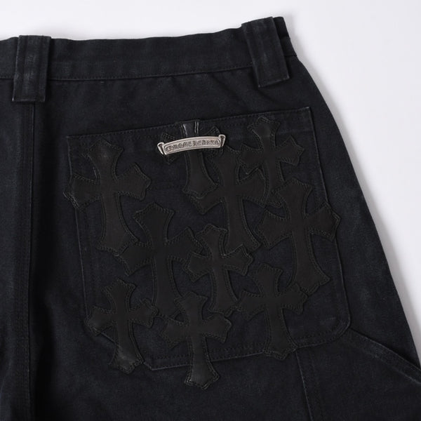 New and unused CHROME HEARTS CARPENTER DOUBLE KNEE Carpenter shorts size 34 with patch cross ball silver 925 used 4a001406