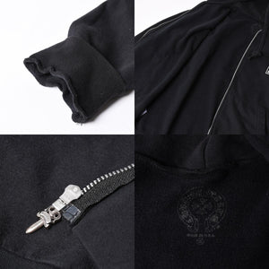 CHROME HEARTS Chrome Hearts Back Arch Logo Zip Up Hoodie T-Bar USA Up Hoodie Back Arch Floral Cross Horseshoe Black Good Condition Used 4a002034