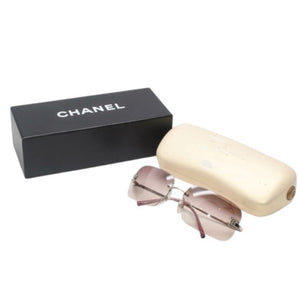 CHANEL rimless sunglasses, size 62◻17 120 4017-D Pink Clear Color Excellent Condition Used 4a001390