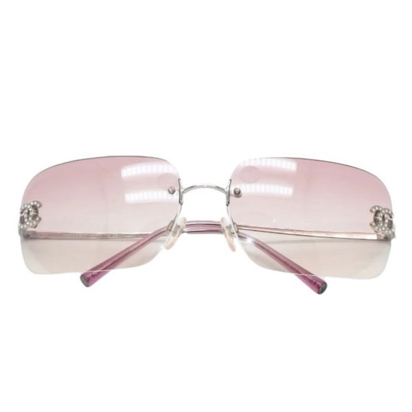 CHANEL rimless sunglasses, size 62◻17 120 4017-D Pink Clear Color Excellent Condition Used 4a001390