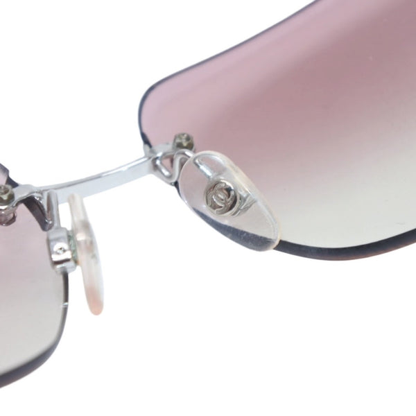 CHANEL rimless sunglasses, size 62◻17 120 4017-D Pink Clear Color Excellent Condition Used 4a001390