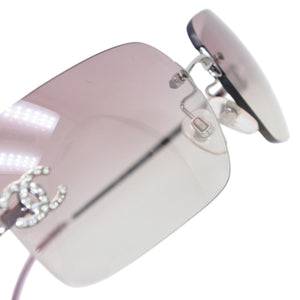CHANEL rimless sunglasses, size 62◻17 120 4017-D Pink Clear Color Excellent Condition Used 4a001390