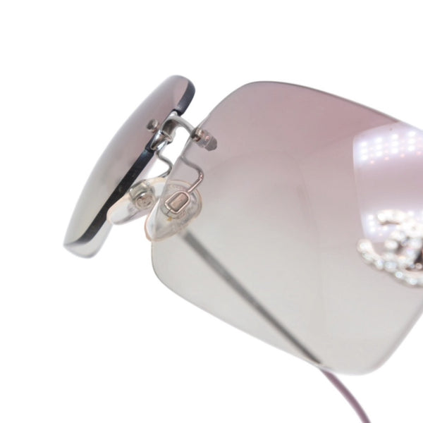 CHANEL rimless sunglasses, size 62◻17 120 4017-D Pink Clear Color Excellent Condition Used 4a001390