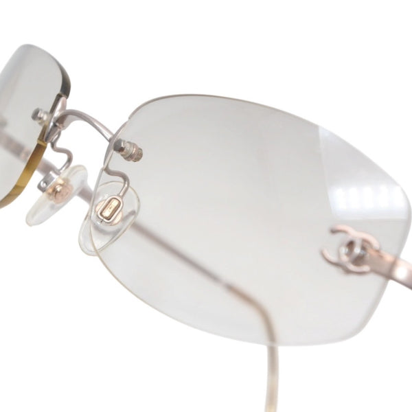 CHANEL rimless sunglasses, size 62◻17 120 4017-D Pink Clear Color Excellent Condition Used 4a001390