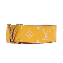 画像をギャラリービューアに読み込む, 極美品 LouisVuitton ルイヴィトン ベルト LVイニシャル M8458 モノグラムキャンバス イエロー ホワイト ゴールド金具 中古 4a001310