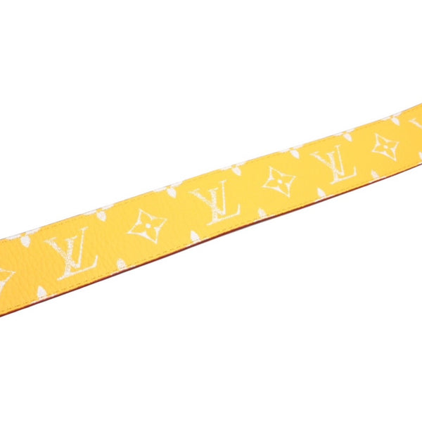 Very Good Condition LouisVuitton Belt LV Initial M8458 Monogram Canvas Yellow White Gold Hardware Used 4a001310