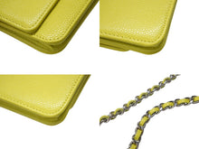 Load image into Gallery viewer, CHANEL シャネル チェーンショルダーウォレット 長財布 A48654 18番台 ココマーク キャビアスキン イエロー 美品 中古 4b006536