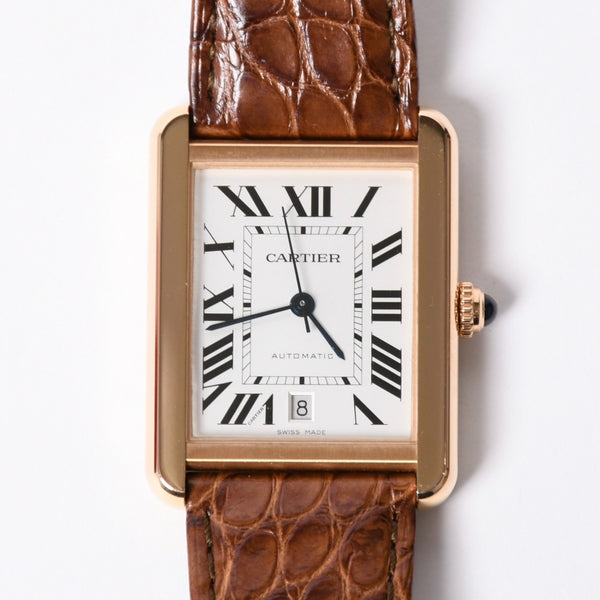 極美品 CARTIER カルティエ TANK SOLO XL タンクソロ XL 腕時計 W5200026 重量61.63g K18PG 自動巻 Au750刻印 白文字盤 中古 4a001801
