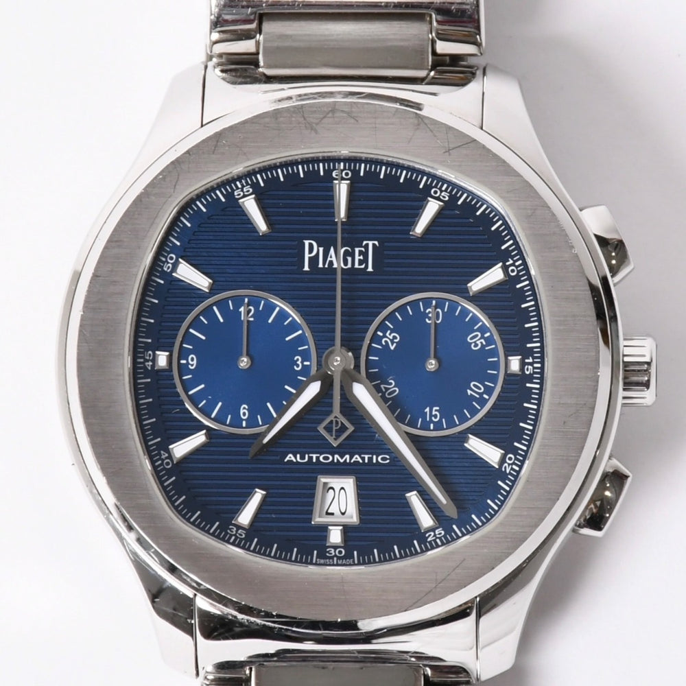 PIAGET ピアジェ Polo Watch ポロ ウォッチ 腕時計 重量約162.56g G0A41006 青文字盤 自動巻 クロノ ステンレススチール 美品 中古 4a001788