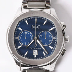 PIAGET Polo Watch Weight Approx. 162.56g G0A41006 Blue Dial Automatic Chronograph Stainless Steel Good Condition Used 4a001788