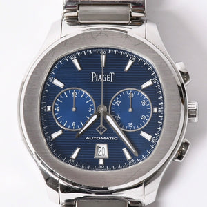 PIAGET Polo Watch Weight Approx. 162.56g G0A41006 Blue Dial Automatic Chronograph Stainless Steel Good Condition Used 4a001788