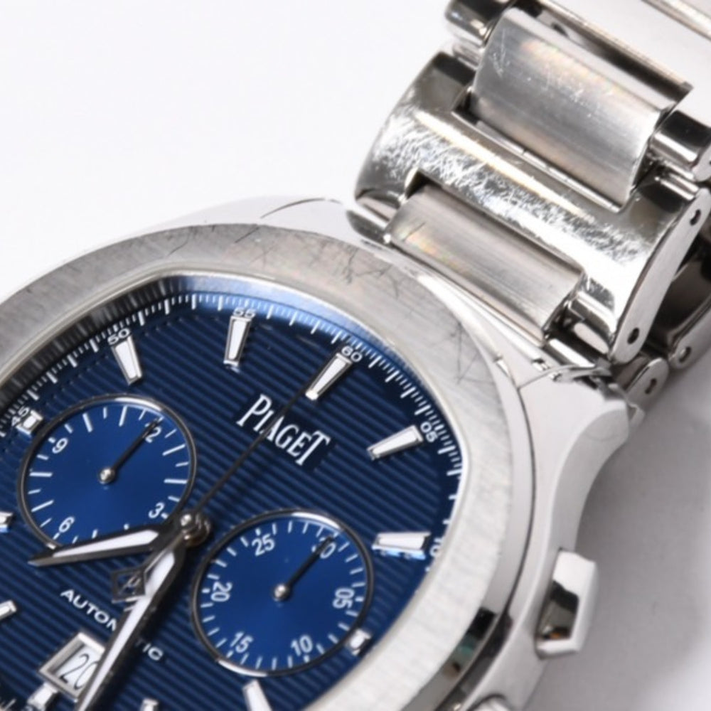 PIAGET ピアジェ Polo Watch ポロ ウォッチ 腕時計 重量約162.56g G0A41006 青文字盤 自動巻 クロノ ステンレススチール 美品 中古 4a001788