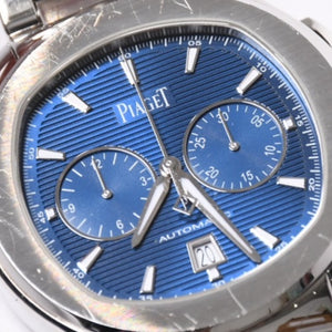 PIAGET Polo Watch Weight Approx. 162.56g G0A41006 Blue Dial Automatic Chronograph Stainless Steel Good Condition Used 4a001788