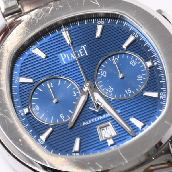 PIAGET Polo Watch Weight Approx. 162.56g G0A41006 Blue Dial Automatic Chronograph Stainless Steel Good Condition Used 4a001788