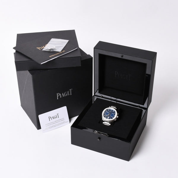 PIAGET Polo Watch Weight Approx. 162.56g G0A41006 Blue Dial Automatic Chronograph Stainless Steel Good Condition Used 4a001788