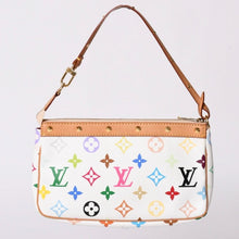 画像をギャラリービューアに読み込む, 極美品 LOUIS VUITTON ルイヴィトン ポシェット アクセソワール アクセサリーポーチ M92649 モノグラム マルチカラー ホワイト 村上隆 中古 4a001937