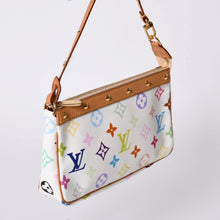 画像をギャラリービューアに読み込む, 極美品 LOUIS VUITTON ルイヴィトン ポシェット アクセソワール アクセサリーポーチ M92649 モノグラム マルチカラー ホワイト 村上隆 中古 4a001937