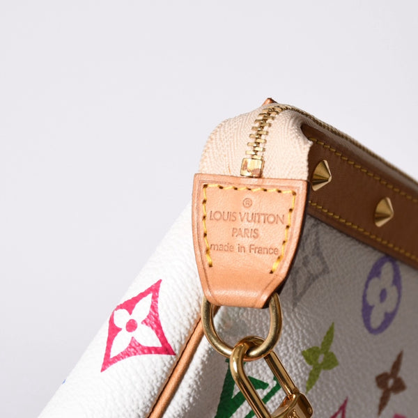Very Good Condition LOUIS VUITTON Pochette Accessory Pouch M92649 Monogram Multicolor White Takashi Murakami Used 4a001937