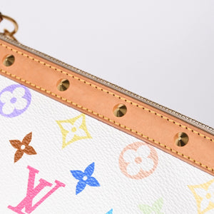 Very Good Condition LOUIS VUITTON Pochette Accessory Pouch M92649 Monogram Multicolor White Takashi Murakami Used 4a001937
