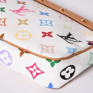 Very Good Condition LOUIS VUITTON Pochette Accessory Pouch M92649 Monogram Multicolor White Takashi Murakami Used 4a001937