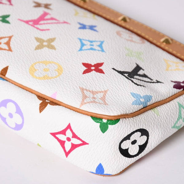 Very Good Condition LOUIS VUITTON Pochette Accessory Pouch M92649 Monogram Multicolor White Takashi Murakami Used 4a001937