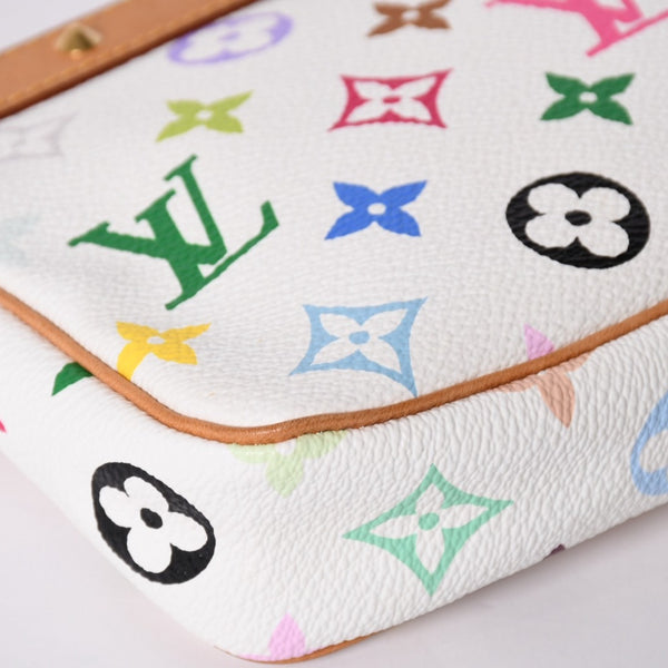 Very Good Condition LOUIS VUITTON Pochette Accessory Pouch M92649 Monogram Multicolor White Takashi Murakami Used 4a001937