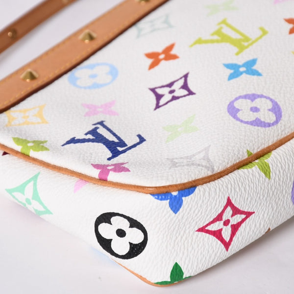 Very Good Condition LOUIS VUITTON Pochette Accessory Pouch M92649 Monogram Multicolor White Takashi Murakami Used 4a001937