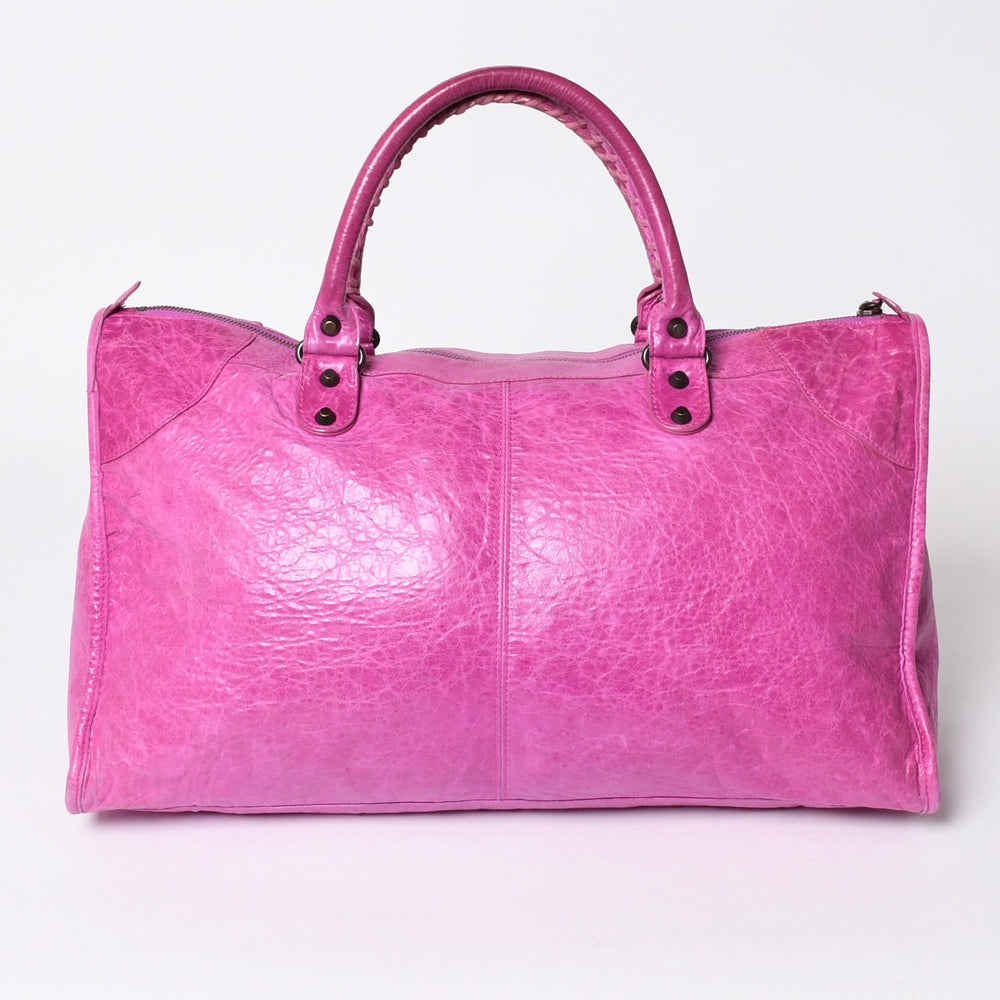BALENCIAGA バレンシアガ トートバッグ ハンドバッグ The City ザ シティ ピンク ブロンズ金具 132110 美品 中古 4a005711