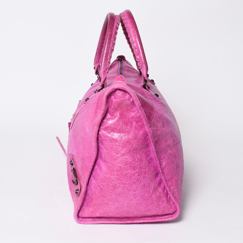 BALENCIAGA バレンシアガ トートバッグ ハンドバッグ The City ザ シティ ピンク ブロンズ金具 132110 美品 中古 4a005711