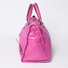 画像をギャラリービューアに読み込む, BALENCIAGA バレンシアガ トートバッグ ハンドバッグ The City ザ シティ ピンク ブロンズ金具 132110 美品 中古 4a005711